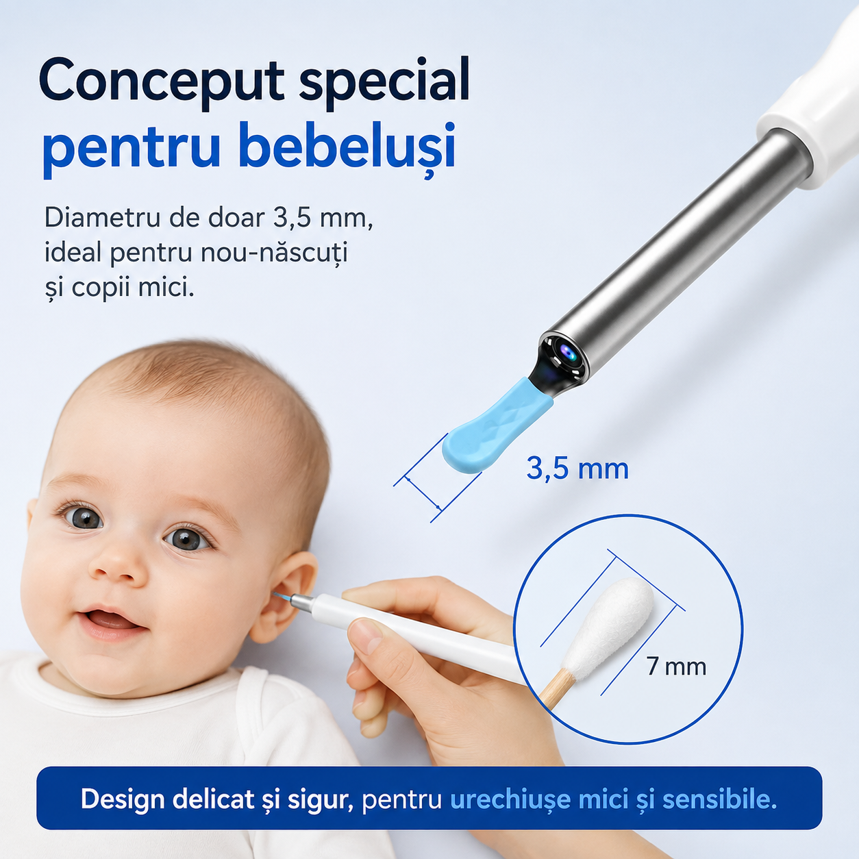 Kit pentru curǎțarea urechilor  - cu LED si camera 1080P